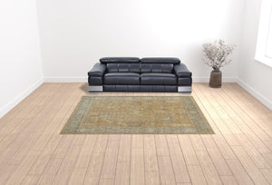 HomeRoots 4' Hand Knotted Wool Area Rug in Blue-Gray and Brown Floral Design with Timeless Fringe Tassels 9' X 12' 512607