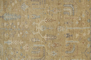 HomeRoots 4' Hand Knotted Wool Area Rug in Blue-Gray and Brown Floral Design with Timeless Fringe Tassels 10' x 13' 512608