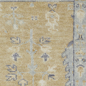HomeRoots 4' Hand Knotted Wool Area Rug in Blue-Gray and Brown Floral Design with Timeless Fringe Tassels 8' Runner 512609