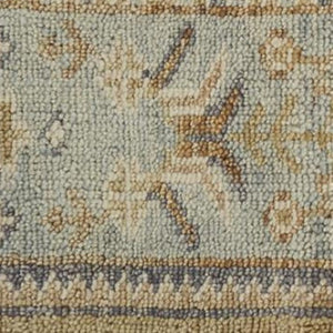 HomeRoots 12' Hand-Knotted Wool Area Rug in Blue-Gray & Brown Floral Design – Durable, Stylish & Elegant 512610