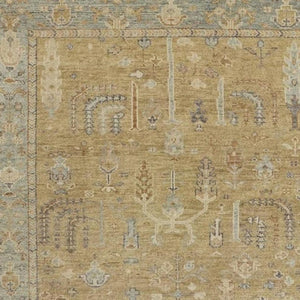 HomeRoots 12' Hand-Knotted Wool Area Rug in Blue-Gray & Brown Floral Design – Durable, Stylish & Elegant 512610