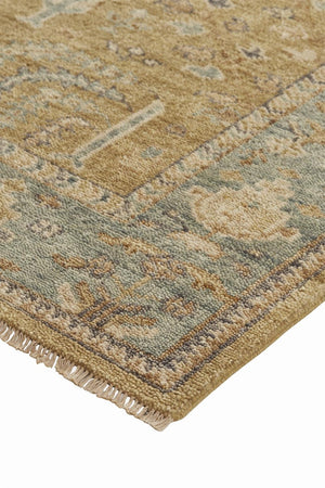 HomeRoots 4' Hand Knotted Wool Area Rug in Blue-Gray and Brown Floral Design with Timeless Fringe Tassels 2' X 3' 512611
