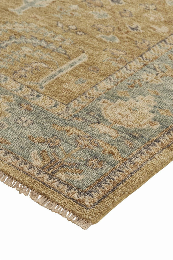 HomeRoots 4' Hand Knotted Wool Area Rug in Blue-Gray and Brown Floral Design with Timeless Fringe Tassels 2' X 3' 512611