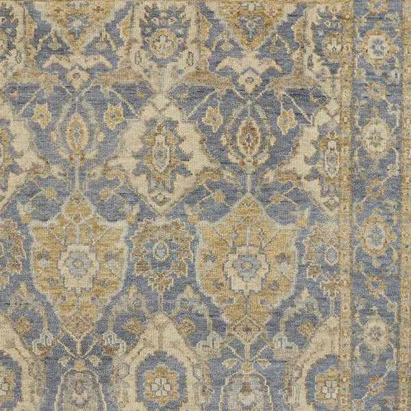 Homeroots 4' X 6' Blue And Gold Wool Floral Hand Knotted Area Rug With Fringe  Wool 512612