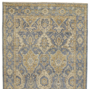 Homeroots 4' X 6' Blue And Gold Wool Floral Hand Knotted Area Rug With Fringe  Wool 512612
