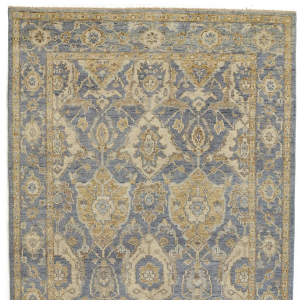 Homeroots 4' X 6' Blue And Gold Wool Floral Hand Knotted Area Rug With Fringe  Wool 512612