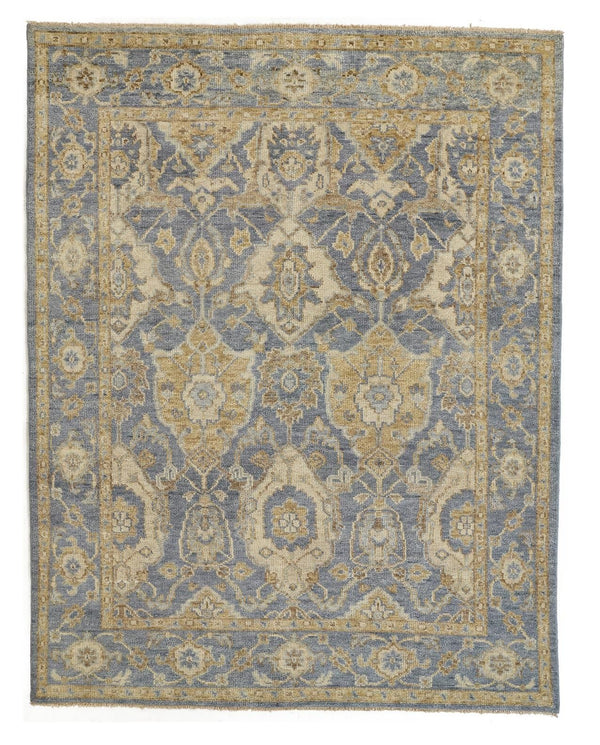 Homeroots 4' X 6' Blue And Gold Wool Floral Hand Knotted Area Rug With Fringe  Wool 512612