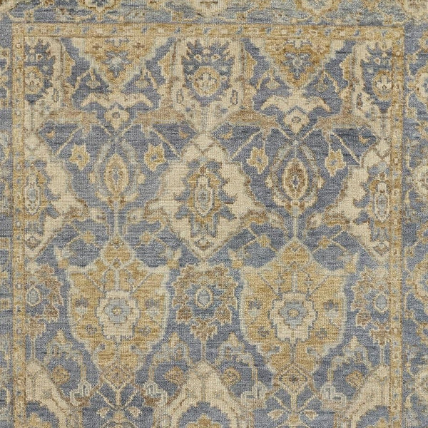 Homeroots 2' X 3' Blue And Gold Wool Floral Hand Knotted Area Rug With Fringe  Wool 512619