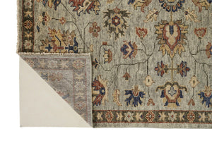 HomeRoots 4' Hand-Knotted Gray and Ivory Wool Oriental Area Rug with Fringed Edges for Timeless Elegance 5' X 8' 512621