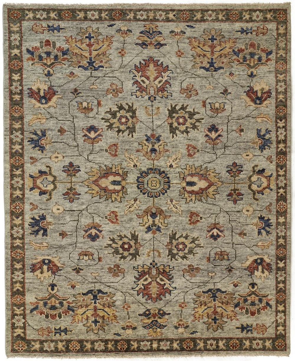 HomeRoots 4' Hand-Knotted Gray and Ivory Wool Oriental Area Rug with Fringed Edges for Timeless Elegance 8' X 10' 512622