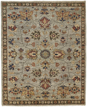 HomeRoots 4' Hand-Knotted Gray and Ivory Wool Oriental Area Rug with Fringed Edges for Timeless Elegance 9' X 12' 512623