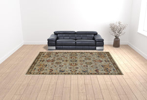 HomeRoots 4' Hand-Knotted Gray and Ivory Wool Oriental Area Rug with Fringed Edges for Timeless Elegance 10' X 13' 512624