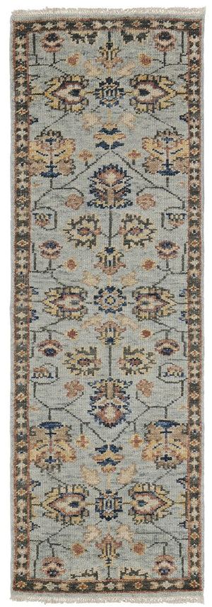 HomeRoots 4' Hand-Knotted Gray and Ivory Wool Oriental Area Rug with Fringed Edges for Timeless Elegance 8' Runner 512625