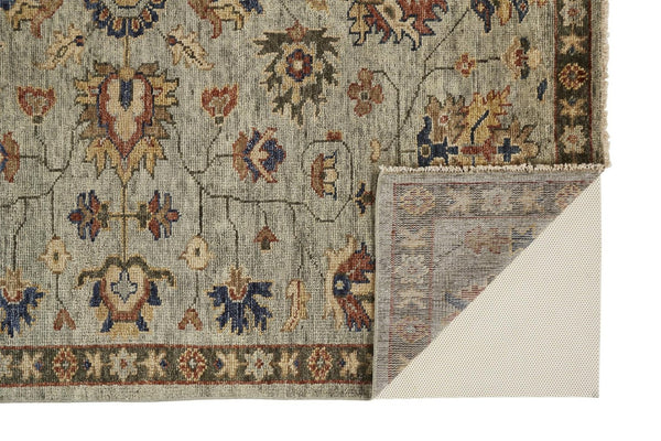 HomeRoots 4' Hand-Knotted Gray and Ivory Wool Oriental Area Rug with Fringed Edges for Timeless Elegance 2' X 3' 512627