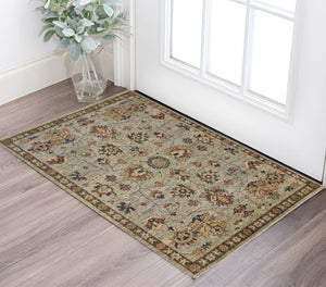 HomeRoots 4' Hand-Knotted Gray and Ivory Wool Oriental Area Rug with Fringed Edges for Timeless Elegance 2' X 3' 512627