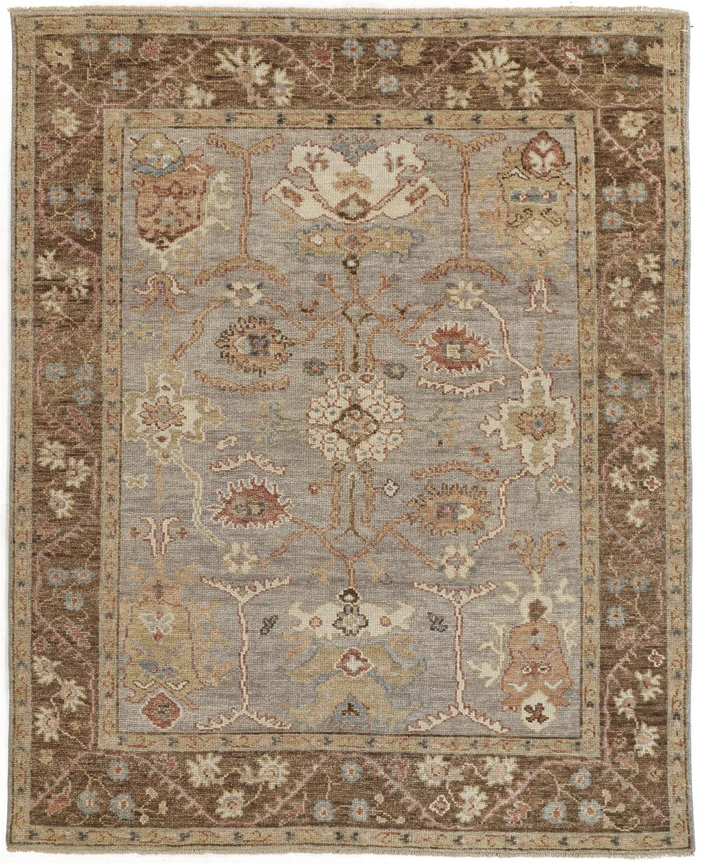 Homeroots 8' X 10' Gray Brown And Gold Wool Floral Hand Knotted Stain Resistant Area Rug With Fringe  Wool 512638