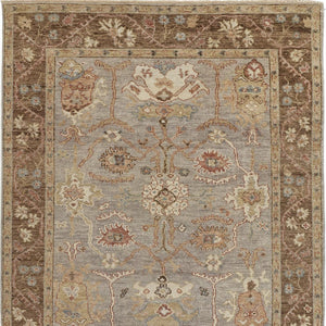 Homeroots 8' X 10' Gray Brown And Gold Wool Floral Hand Knotted Stain Resistant Area Rug With Fringe  Wool 512638
