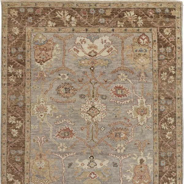 Homeroots 8' X 10' Gray Brown And Gold Wool Floral Hand Knotted Stain Resistant Area Rug With Fringe  Wool 512638