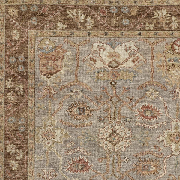 Homeroots 8' X 10' Gray Brown And Gold Wool Floral Hand Knotted Stain Resistant Area Rug With Fringe  Wool 512638