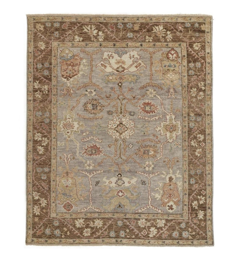 HomeRoots 2' Hand-Knotted Brown and Ivory Floral Wool Area Rug with Fringe for Timeless Home Elegance 2' X 3' 512643