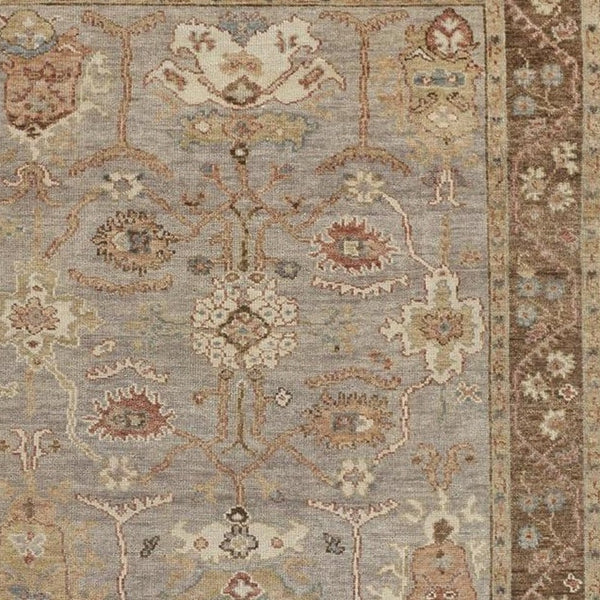 Homeroots 2' X 3' Brown And Ivory Wool Floral Hand Knotted Area Rug With Fringe  Wool 512643
