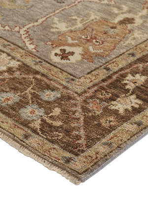 Homeroots 2' X 3' Brown And Ivory Wool Floral Hand Knotted Area Rug With Fringe  Wool 512643