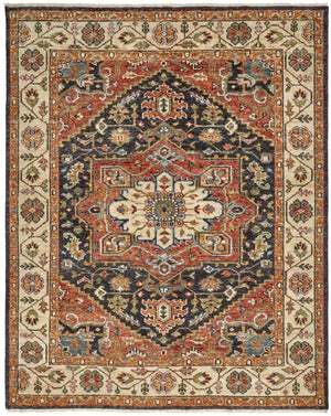 HomeRoots 5' Elegant Hand-Knotted Wool Floral Area Rug in Red, Black, and Ivory - Stain Resistant & Durable 2' X 3' 512651