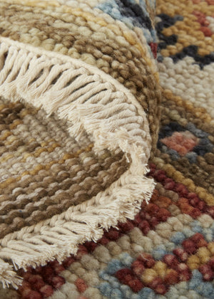 HomeRoots 4' Wool Floral Hand-Knotted Area Rug in Red and Ivory - Timeless Charm for Any Room's Décor 10' X 13' 512656