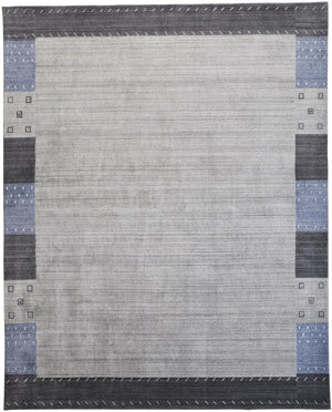 Homeroots 8' X 10' Gray Blue And Black Wool Hand Knotted Stain Resistant Area Rug Gray,Blue,Black Wool 512662