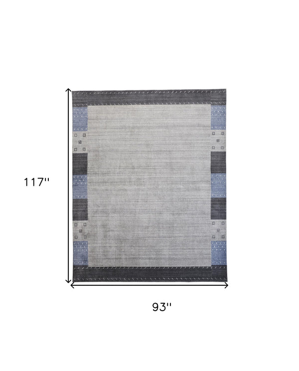 Homeroots 8' X 10' Gray Blue And Black Wool Hand Knotted Stain Resistant Area Rug Gray,Blue,Black Wool 512662