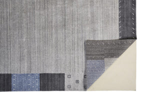 Homeroots 8' X 10' Gray Blue And Black Wool Hand Knotted Stain Resistant Area Rug Gray,Blue,Black Wool 512662