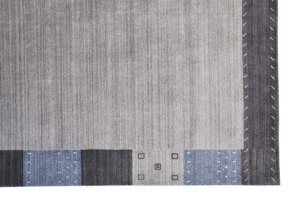 Homeroots 8' X 10' Gray Blue And Black Wool Hand Knotted Stain Resistant Area Rug Gray,Blue,Black Wool 512662