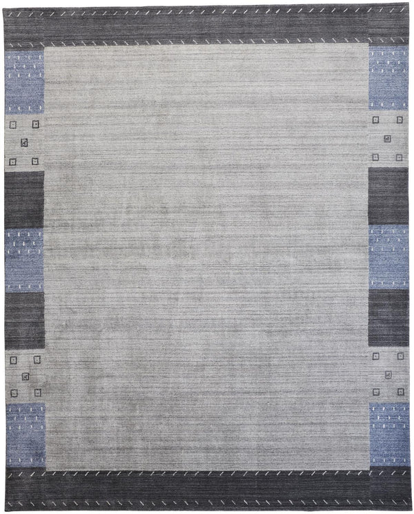 Homeroots 10' X 13' Gray Blue And Black Wool Hand Knotted Stain Resistant Area Rug Gray,Blue,Black Wool 512663