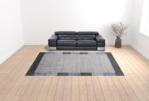 Homeroots 10' X 13' Gray Blue And Black Wool Hand Knotted Stain Resistant Area Rug Gray,Blue,Black Wool 512663