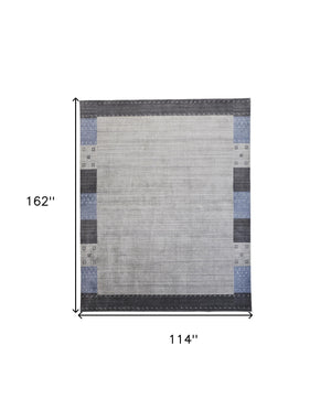Homeroots 10' X 13' Gray Blue And Black Wool Hand Knotted Stain Resistant Area Rug Gray,Blue,Black Wool 512663