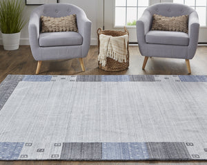 Homeroots 10' X 13' Gray Blue And Black Wool Hand Knotted Stain Resistant Area Rug Gray,Blue,Black Wool 512663