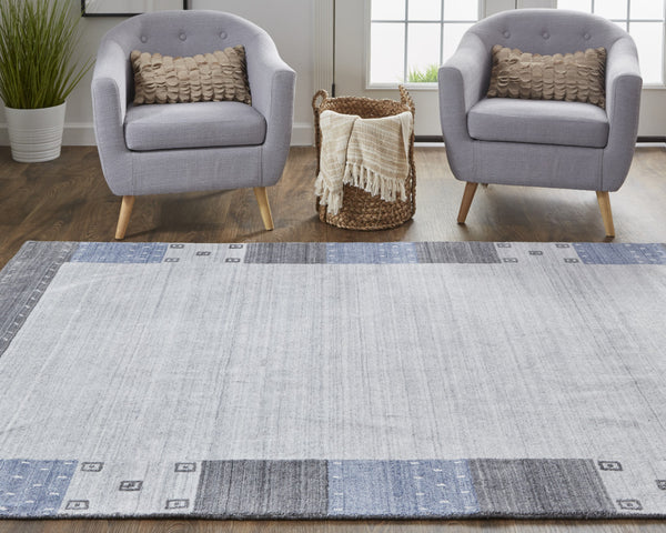 Homeroots 10' X 13' Gray Blue And Black Wool Hand Knotted Stain Resistant Area Rug Gray,Blue,Black Wool 512663