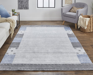 Homeroots 2' X 3' Gray Blue And Black Wool Hand Knotted Stain Resistant Area Rug Gray,Blue,Black Wool 512664