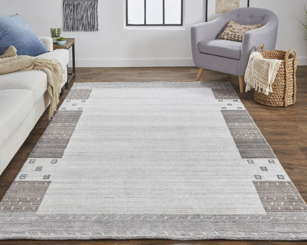 Homeroots 5' X 8' Gray Silver And Black Wool Hand Knotted Stain Resistant Area Rug Gray,Silver,Black Wool 512666