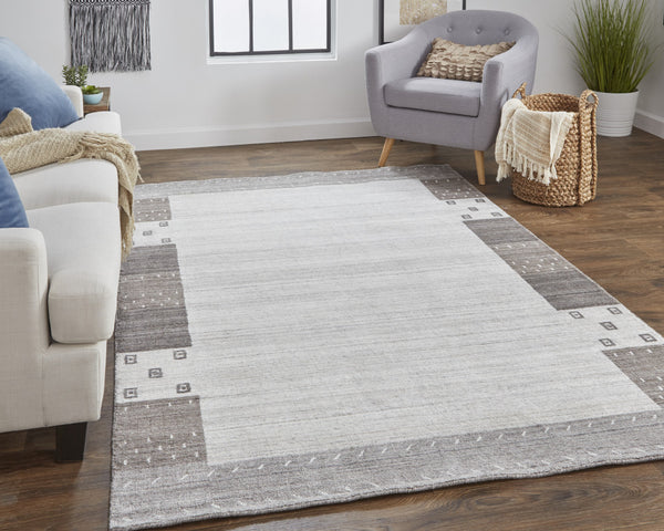 Homeroots 5' X 8' Gray Silver And Black Wool Hand Knotted Stain Resistant Area Rug Gray,Silver,Black Wool 512666