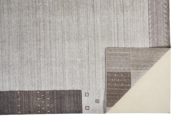 Homeroots 5' X 8' Gray Silver And Black Wool Hand Knotted Stain Resistant Area Rug Gray,Silver,Black Wool 512666