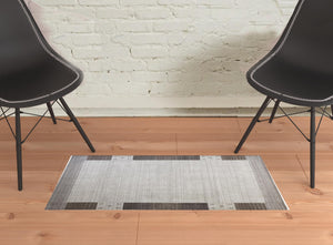 Homeroots 2' X 3' Gray Silver And Black Wool Hand Knotted Stain Resistant Area Rug Gray,Silver,Black Wool 512669