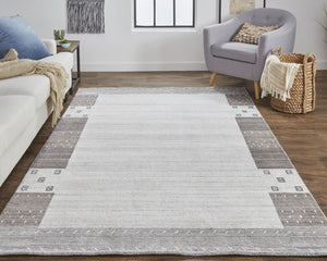 Homeroots 2' X 3' Gray Silver And Black Wool Hand Knotted Stain Resistant Area Rug Gray,Silver,Black Wool 512669