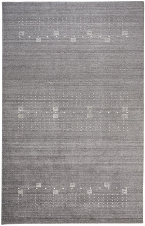 HomeRoots 4' Gray and Ivory Hand-Knotted Wool Oriental Shag Rug – Soft, Durable, and Stylish for Any Room 4' X 6' 512688