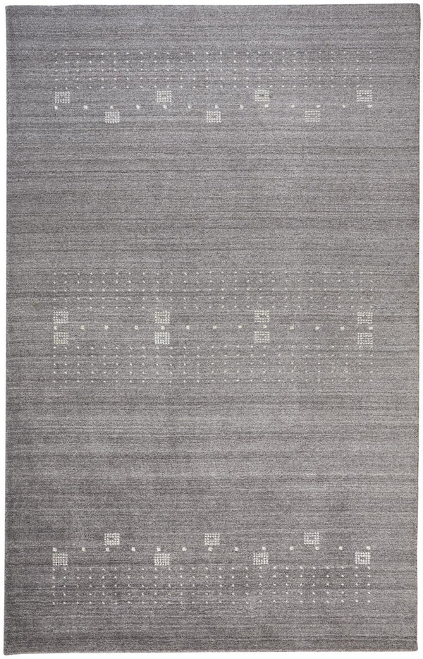 HomeRoots 4' Gray and Ivory Hand-Knotted Wool Oriental Shag Rug – Soft, Durable, and Stylish for Any Room 4' X 6' 512688