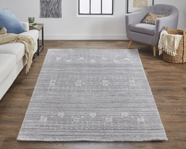 HomeRoots 4' Gray and Ivory Hand-Knotted Wool Oriental Shag Rug – Soft, Durable, and Stylish for Any Room 4' X 6' 512688