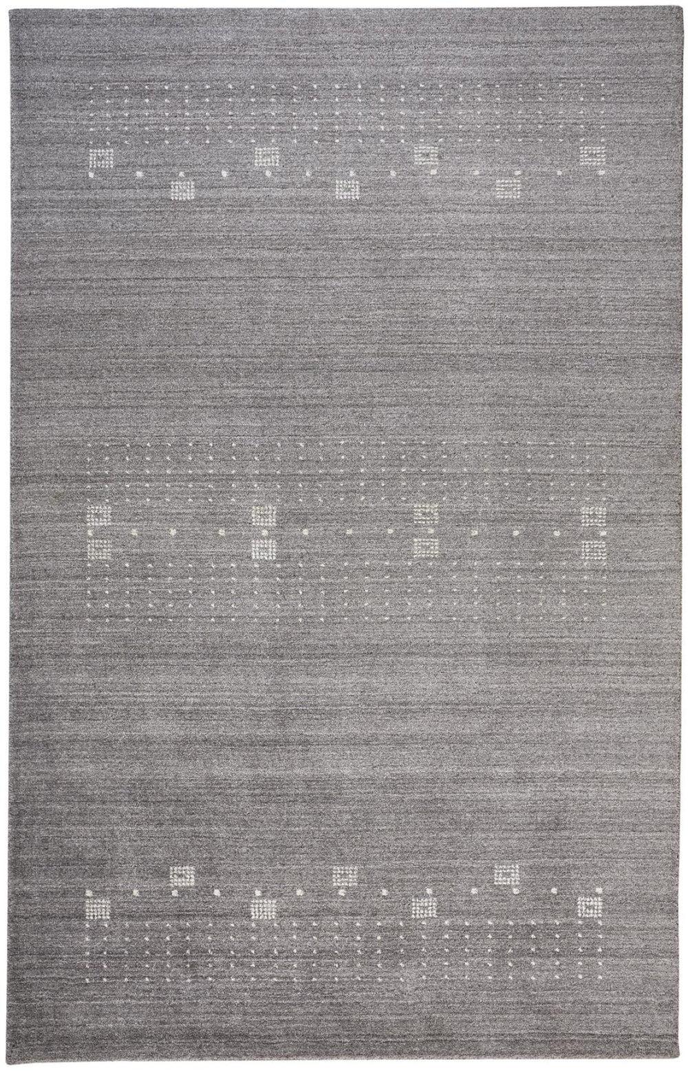 HomeRoots 4' Gray and Ivory Hand-Knotted Wool Oriental Shag Rug – Soft, Durable, and Stylish for Any Room 5' X 8' 512689