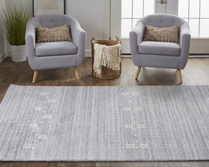 HomeRoots 4' Gray and Ivory Hand-Knotted Wool Oriental Shag Rug – Soft, Durable, and Stylish for Any Room 5' X 8' 512689