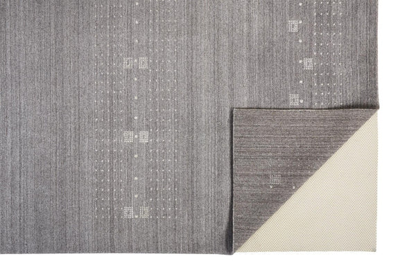 HomeRoots 4' Gray and Ivory Hand-Knotted Wool Oriental Shag Rug – Soft, Durable, and Stylish for Any Room 5' X 8' 512689