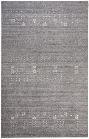 HomeRoots 4' Gray and Ivory Hand-Knotted Wool Oriental Shag Rug – Soft, Durable, and Stylish for Any Room 9' X 12' 512691